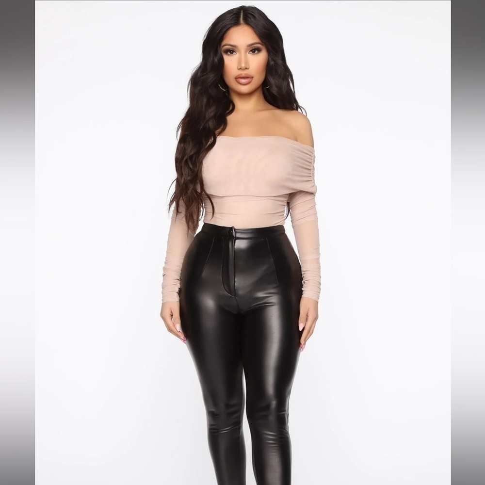 NWT Fashion Nova Keep Me Sassy Ruched Bodysuit - Taupe